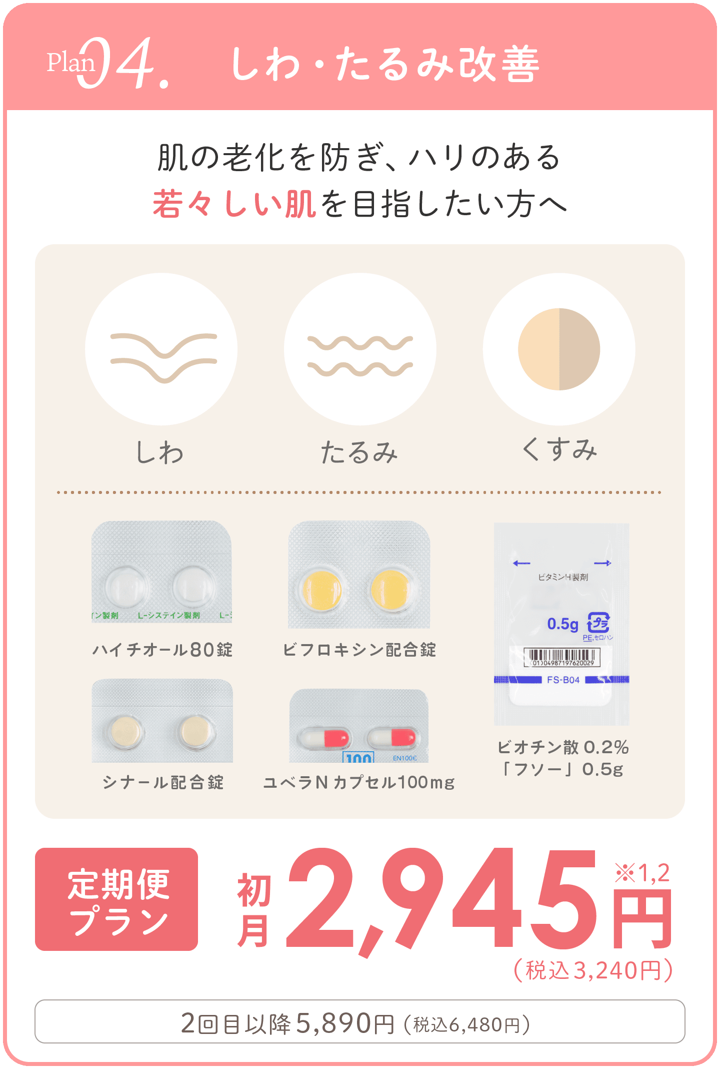 Plan.04「しわ・たるみ改善」肌の老化を防ぎ、若々しい肌を目指したい方へ